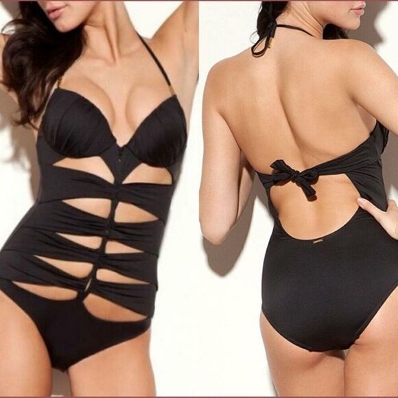 A. Che Luna Maillot Onyx-Feather One-Piece 4B NEW - Picture 3 of 12